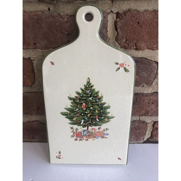 Christmas Tree Ceramic Trivet Cutting Board Vintage Hanging Decor 6 x 12" Japan - Picture 3 of 4